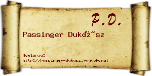 Passinger Dukász névjegykártya